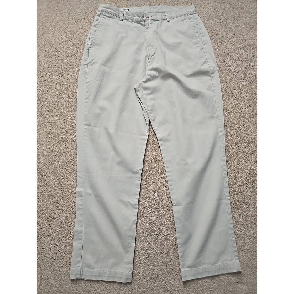 Lands' End Pants Womens Sz 12P Ivory Chinos High Rise Straight Leg Stretch Waist